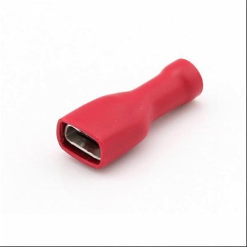 VLAKSTEKERHULS ROOD GEISOLEERD 6,4X0,8 MM 50 STUKS - 0