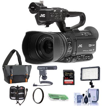 JVC GY-HM180 12.4MP 4K UHD Camcorder, wLED Light, Mic, 64GB Memory Card & Acc - 0