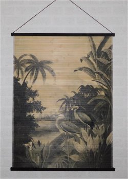 muurornament van bamboe , Reiger - 0