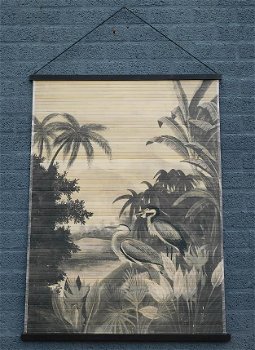 muurornament van bamboe , Reiger - 1