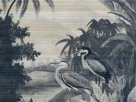 muurornament van bamboe , Reiger - 2