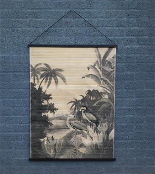 muurornament van bamboe , Reiger - 5