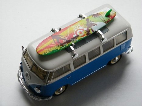 Volkswagen bus T1 Transsporter + Surfboard / Welly modelauto 1:24 - 1