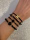 Zwarte glanzende kralen armband met letter bedel coco ibiza - 1 - Thumbnail