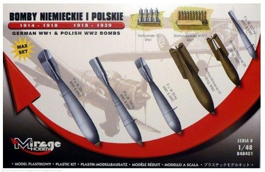 Modelbouw pakket Mirage-Hobby Mirage 848401 1/48 German WWI & Poland WWII bombs - 0