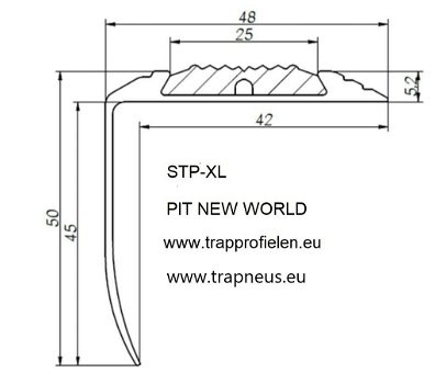 Aluminium trapprofielen met rubberstrip STP-XL- 50 X 48mm, A38- 46 x 29mm, A37 - 36 x 20mm - 0