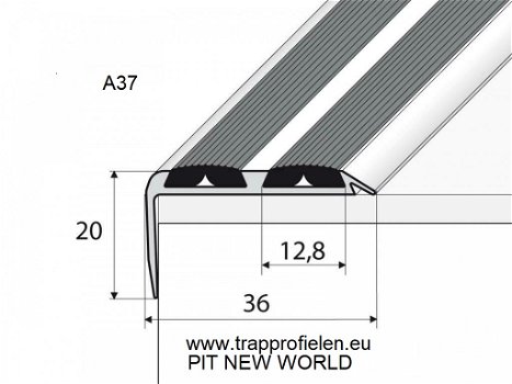 Aluminium trapprofielen met rubberstrip STP-XL- 50 X 48mm, A38- 46 x 29mm, A37 - 36 x 20mm - 1