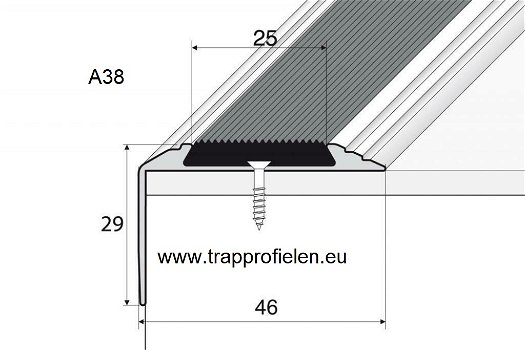Aluminium trapprofielen met rubberstrip STP-XL- 50 X 48mm, A38- 46 x 29mm, A37 - 36 x 20mm - 2