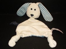 Prenatal konijn Mix Match blauw/wit katoen knuffeldoekje
