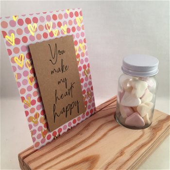 Valentijnsdag houten standaard & quote kaart & flesje adv 2 - 2