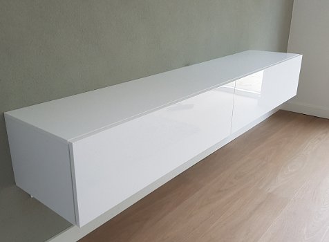 NIEUW | Volledig hoogglans wit zwevend tv-meubel Slide 200 cm €249,- | Montage & Ophangservice - 3
