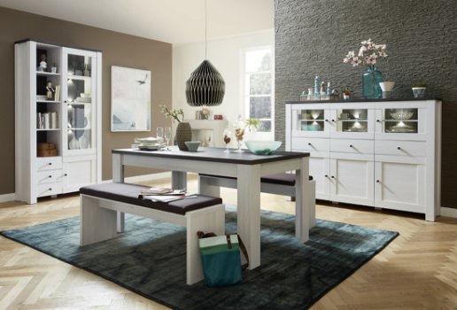 VOORRAAD Complete woonkamer set Maison Wit eiken - Antraciet bovenblad €999,- NIEUW - 1