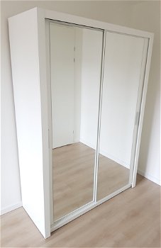 VOORRAAD Mat witte zweefdeur kledingkast met spiegels Vasto 150 cm MONTAGE MOGELIJK - 2