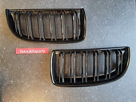 BMW E90 E91 Grill set dubbele nieren hoogglans zwart L+R - 0