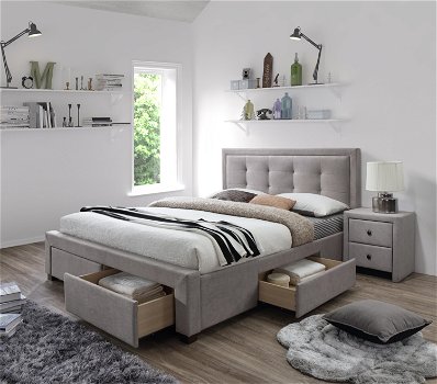 ACTIE Modern Beige gestoffeerd tweepersoonsbed Evora 160x200 cm NIEUW - 0