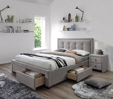 ACTIE Modern Beige gestoffeerd tweepersoonsbed Evora 160x200 cm NIEUW