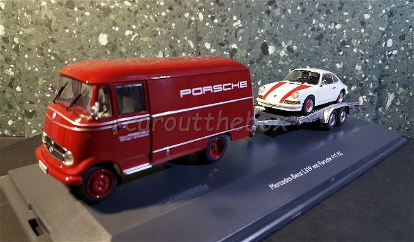 Mercedes renntransporter met PORSCHE 1/43 Schuco - 1