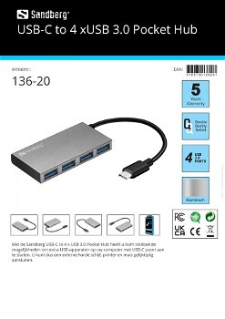 USB-C to 4 xUSB 3.0 Pocket Hub - 3