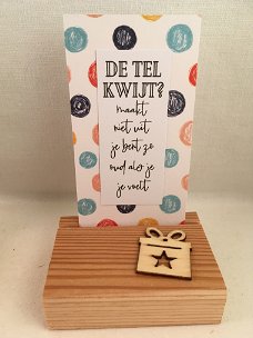 mini deco set; houten standaard & kaart verjaardag adv 2