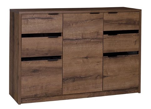 NIEUW | Dressoir Denver | Afm. B135 x D40 x H90 cm | Kleur Wit of Monastery eiken | MONTAGE MOGELIJK - 0