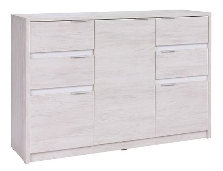 NIEUW | Dressoir Denver | Afm. B135 x D40 x H90 cm | Kleur Wit of Monastery eiken | MONTAGE MOGELIJK - 4