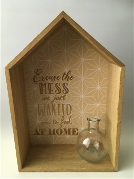 Decoratief tekstbord (hout/huis) met quote Excuse the mess.. - 5