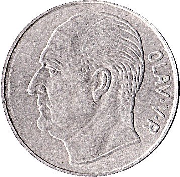 Noorwegen 1 krone 1959,1960,1961,1962,1963,1966,1967,1968,1969,1970,1971,1972,1973 - 1