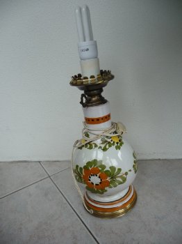 Aardewerk staande lamp oud snoer. - 0