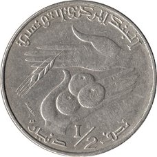 tunesië 1/2 dinar 1976,1983