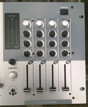 DJ-Mixer, 4x stereo + 4x microfoon (2 masters) - 2