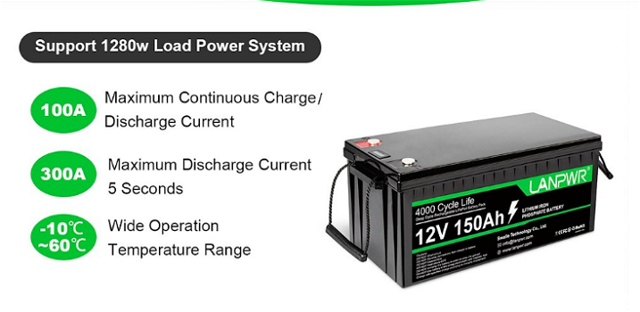 LANPWR LiFePO4 Battery Pack 12V 150Ah 1920Wh - 3