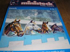 Ministeck ranch, paarden - 4 in 1 - ca 1400 stukjes