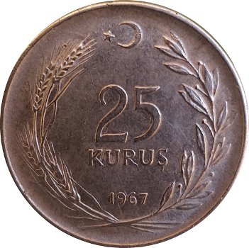 turkije 25 kurus 1959,1961,1963,1964,1966,1967,1968,1969,1970,1973,1974 - 0