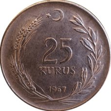 turkije 25 kurus 1959,1961,1963,1964,1966,1967,1968,1969,1970,1973,1974