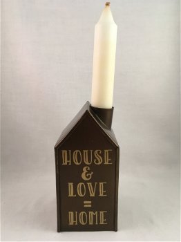 Decoratief huisje (blik/zink) House + Love = Home optie 2 - 0