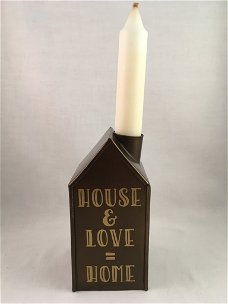 Decoratief huisje (blik/zink) House + Love = Home optie 2