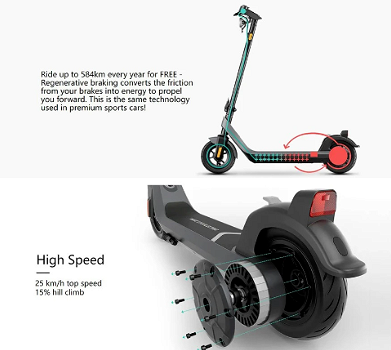 NIU KQi2 Pro Electric Scooter 10 Inch Wheels 300W Rated Motor 25Km/h - 3