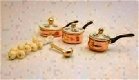 reutter miniaturen koperen pannenset met knoflook streng - 0 - Thumbnail