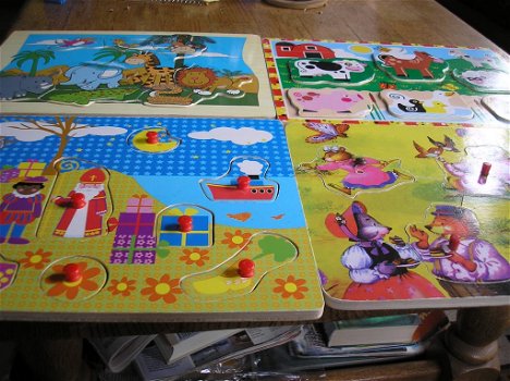 Kinder Puzzels hout met en zonder knopjes , - 0