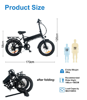 BK10 Electric Bike Foldable 48V 500W Motor 25Km/h Max - 6