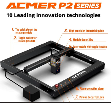 ACMER P2 33W Laser Cutter, Engraving at 24000mm/min, - 4