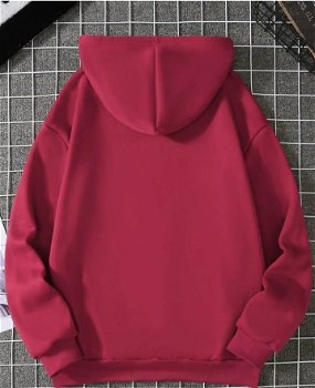 Rode Sweater met print en capuchon - 1