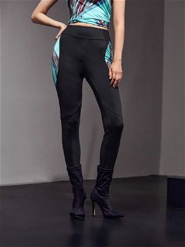 Zwarte legging met gekleurd vlak - 0