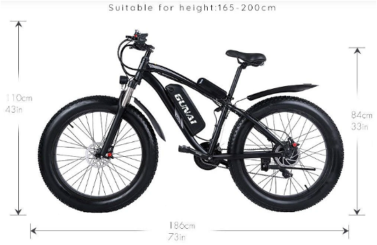 GUNAI MX02S Electric Bicycle 26*4.0 Inch Fat Tires 1000W 48V - 4