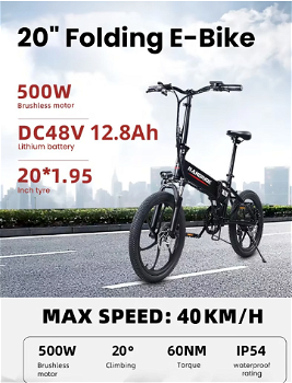 RANDRIDE YA20 Electric Bike 500W Motor 40km/h Max Speed 48V - 1