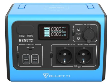 BLUETTI EB55 Portable Power Station 700W/537Wh Solar Generator - Blue - 1