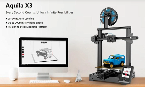 Voxelab Aquila X3 3D Printer, 25-Point Auto Leveling - 2