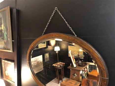 Grote Antieke Ovale Spiegel. - 2