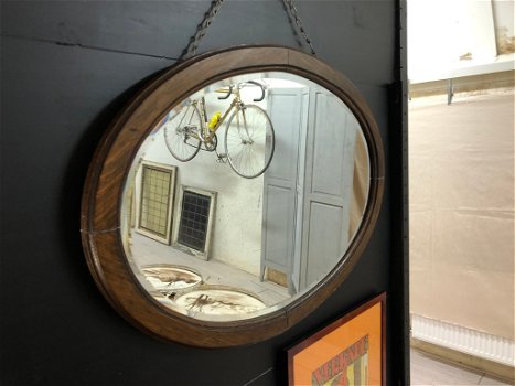 Grote Antieke Ovale Spiegel. - 5