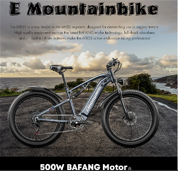 Shengmilo MX05 26 Inch Fat Tire Mountain E-Bike 500W - 3